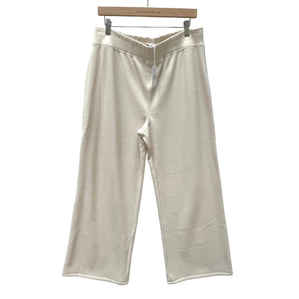NWT MARINE LAYER Velour
Corduroy Flare Pants L Cream Ribbed Wide Leg High